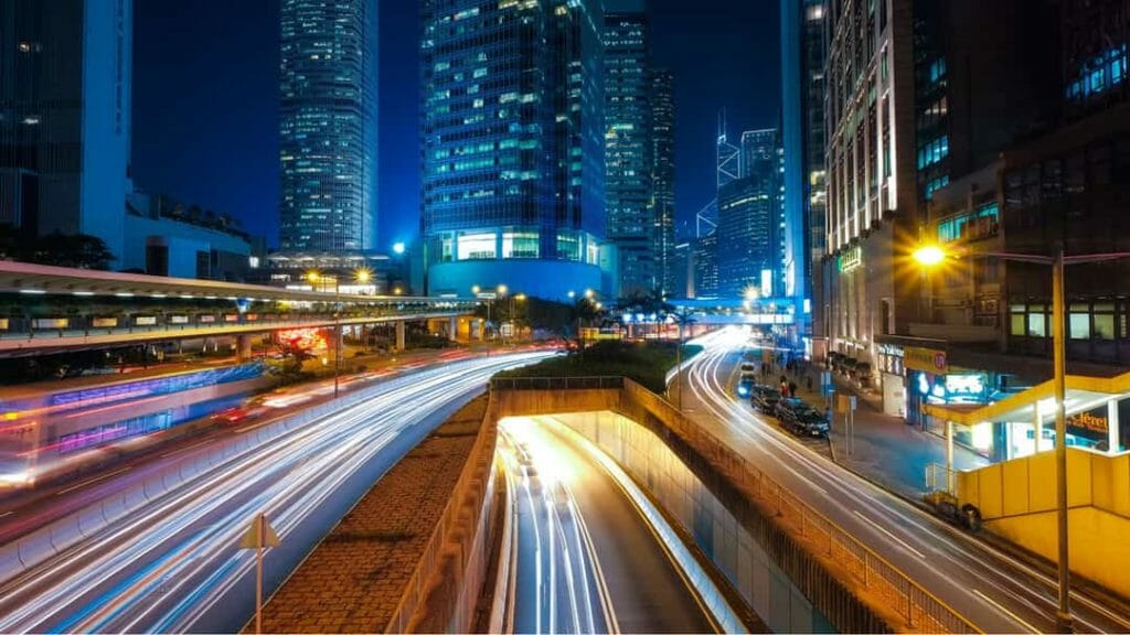 Hong Kong night traffic time lapse